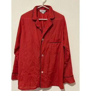 Vintage Christian Dior Monsieur Size Medium Sleep Shirt Red Long Sleeve Pajama
